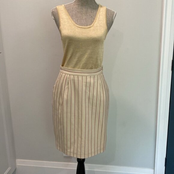 Tommy Hilfiger Cream Wool Pencil Skirt Size 6 - Picture 3 of 14